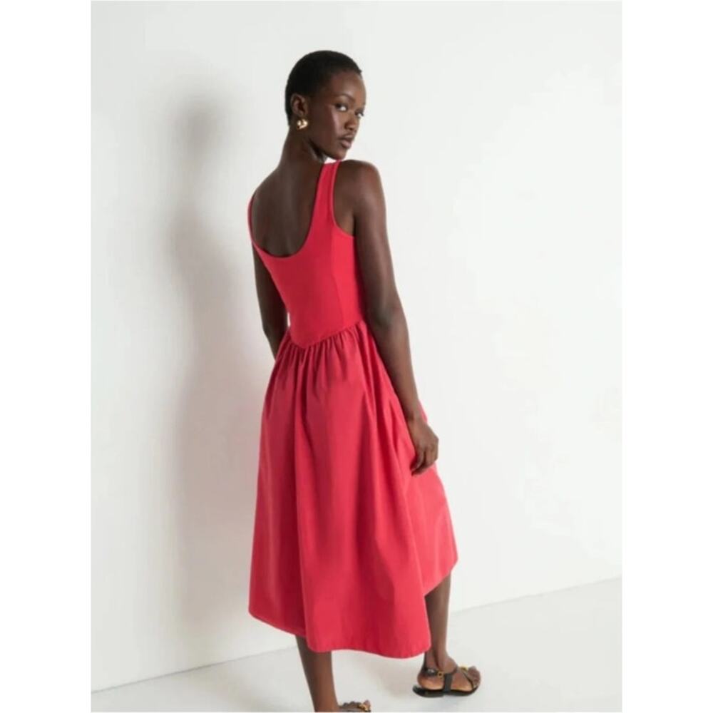 NWT Nation LTD Sz M Fiona Drop Waist Midi Dress in Heartbeat Red $248 MSRP - Picture 3 of 10